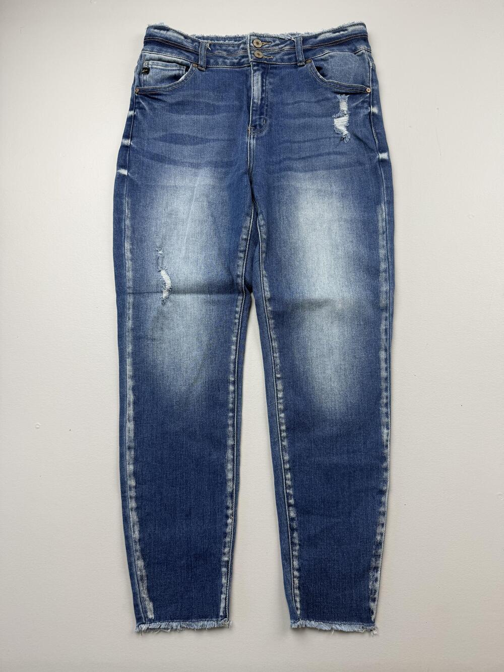 KanCan Jeans Juniors 13/30 Blue Med Wash Distressed Skinny Stretch